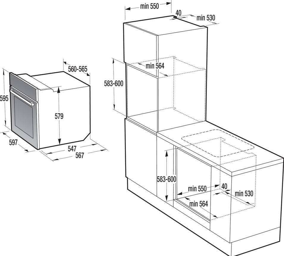 Gorenje bps6737e14bg встраиваемый духовой шкаф линия essential line черный